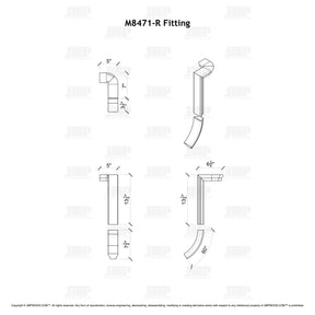 Fitting M8471-R (Rounded) - Level Quarter Turn Gooseneck Fitting with No Cap - 2 Rise (Left Hand)