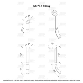 Fitting M8476-R (Rounded) - Level Quarter Turn Gooseneck Fitting with No Cap - 2 Rise (Right Hand)