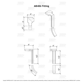 Fitting M8486 - Level Quarter Turn Gooseneck Fitting with Cap - 2 Rise (Right Hand)