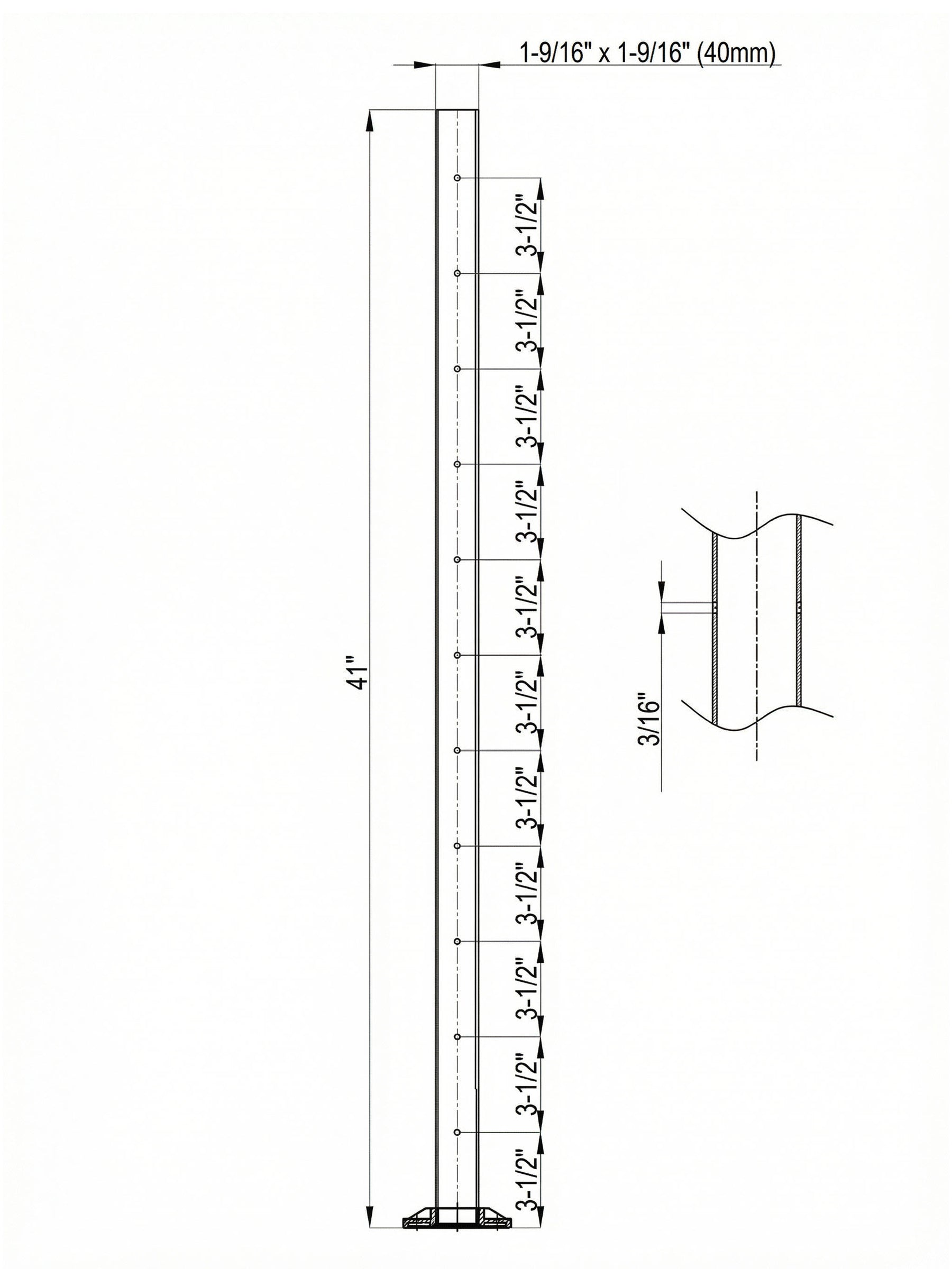 SteelX NP041 Newel Post - Level-Drilled Side Holes