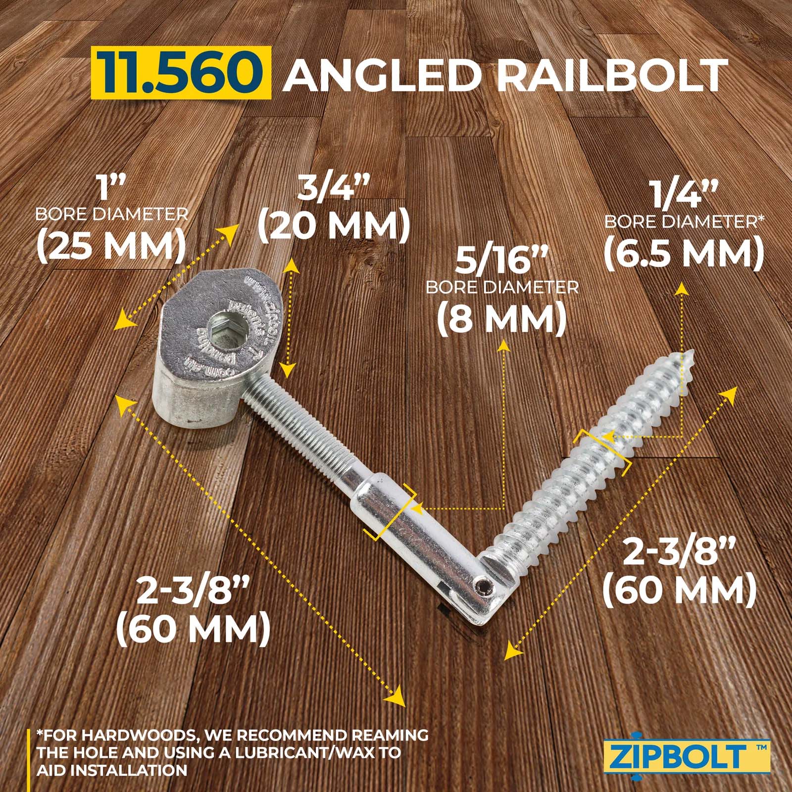 Zipbolt Angled Railbolt