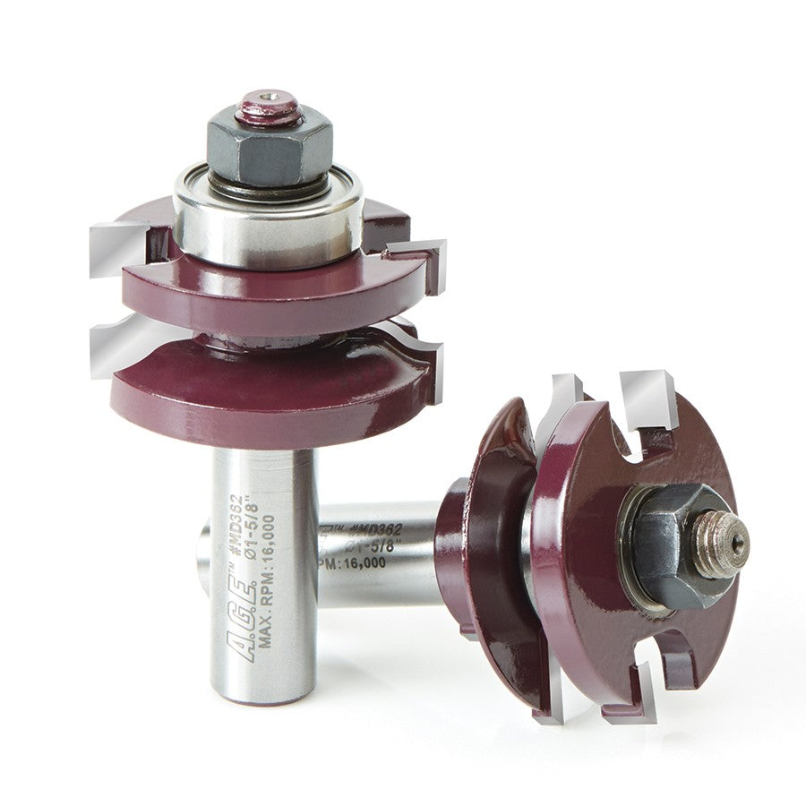 #option_MD362 Carbide Tipped 2-Piece Ogee Stile and Rail 1-5/8 Dia x 1 x 13/64 Radius x 1/2 Inch Shank Set