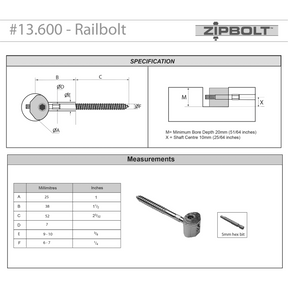 Zipbolt UT Railbolt