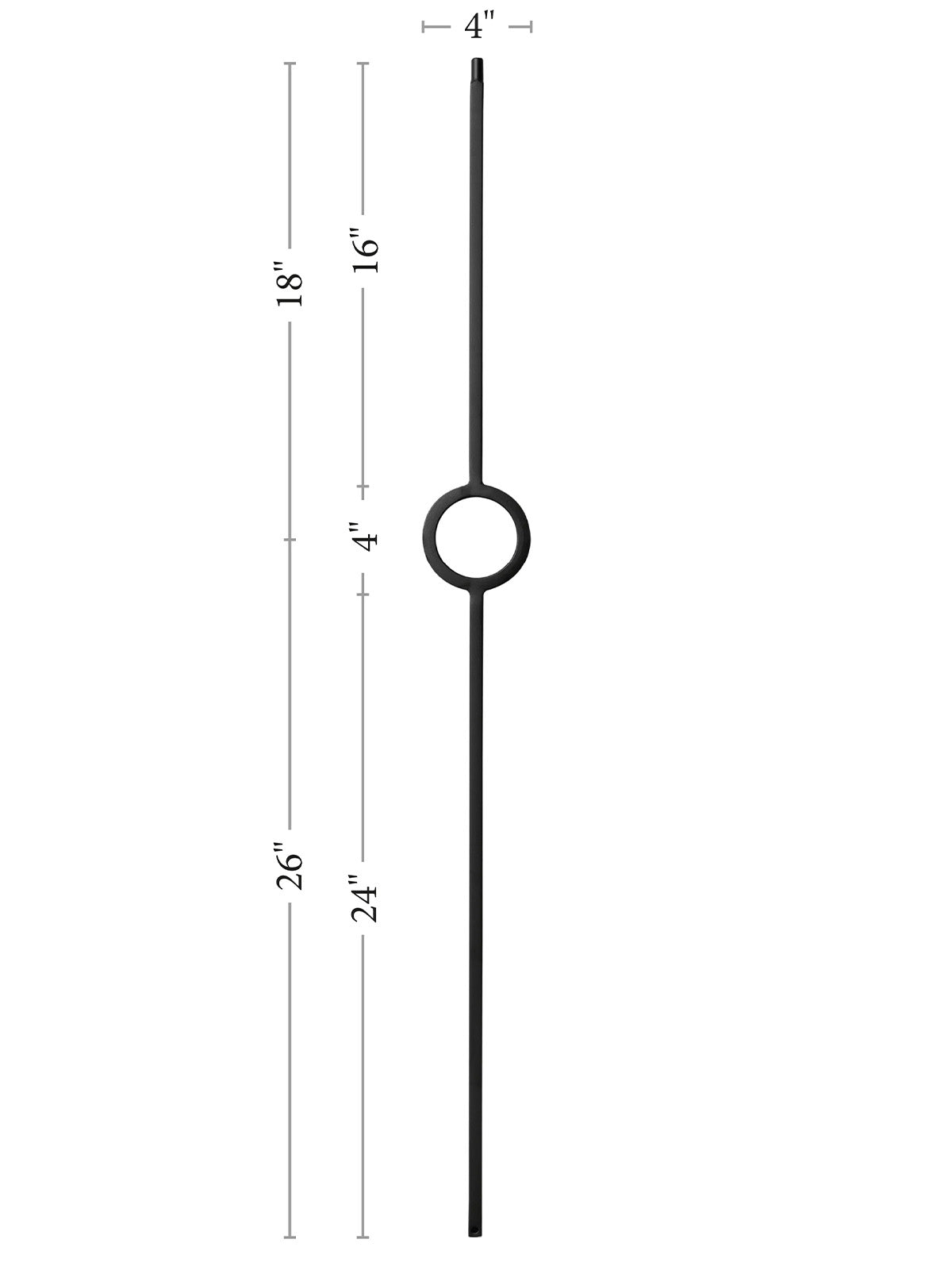 Iron Baluster 9050 - 1/2" Square - Single Ring