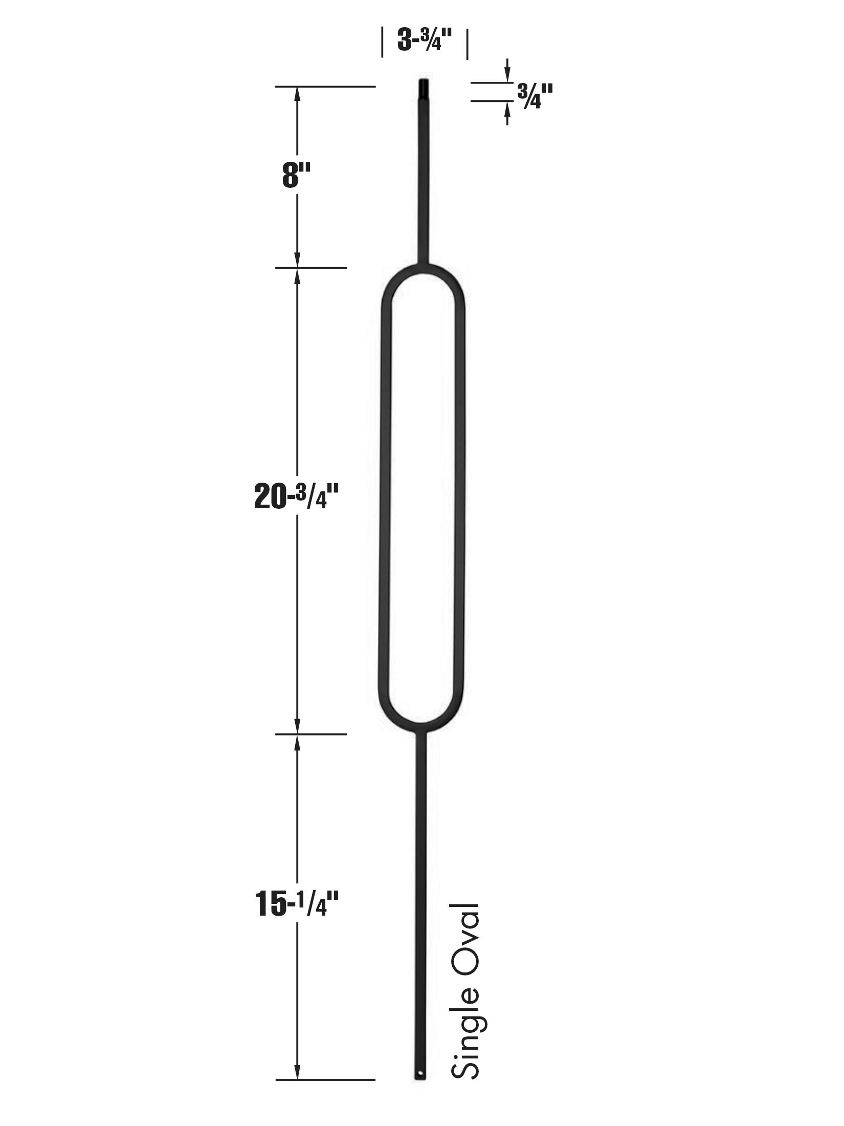 Iron Baluster 9088 - 1/2" Square - 20-3/4" Oval