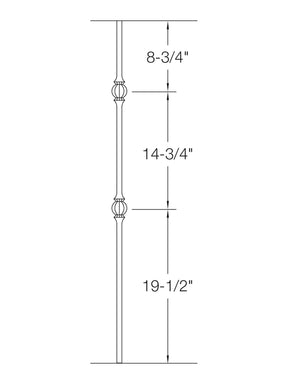 Iron Baluster 9523 - 5/8" Round - Double Ball
