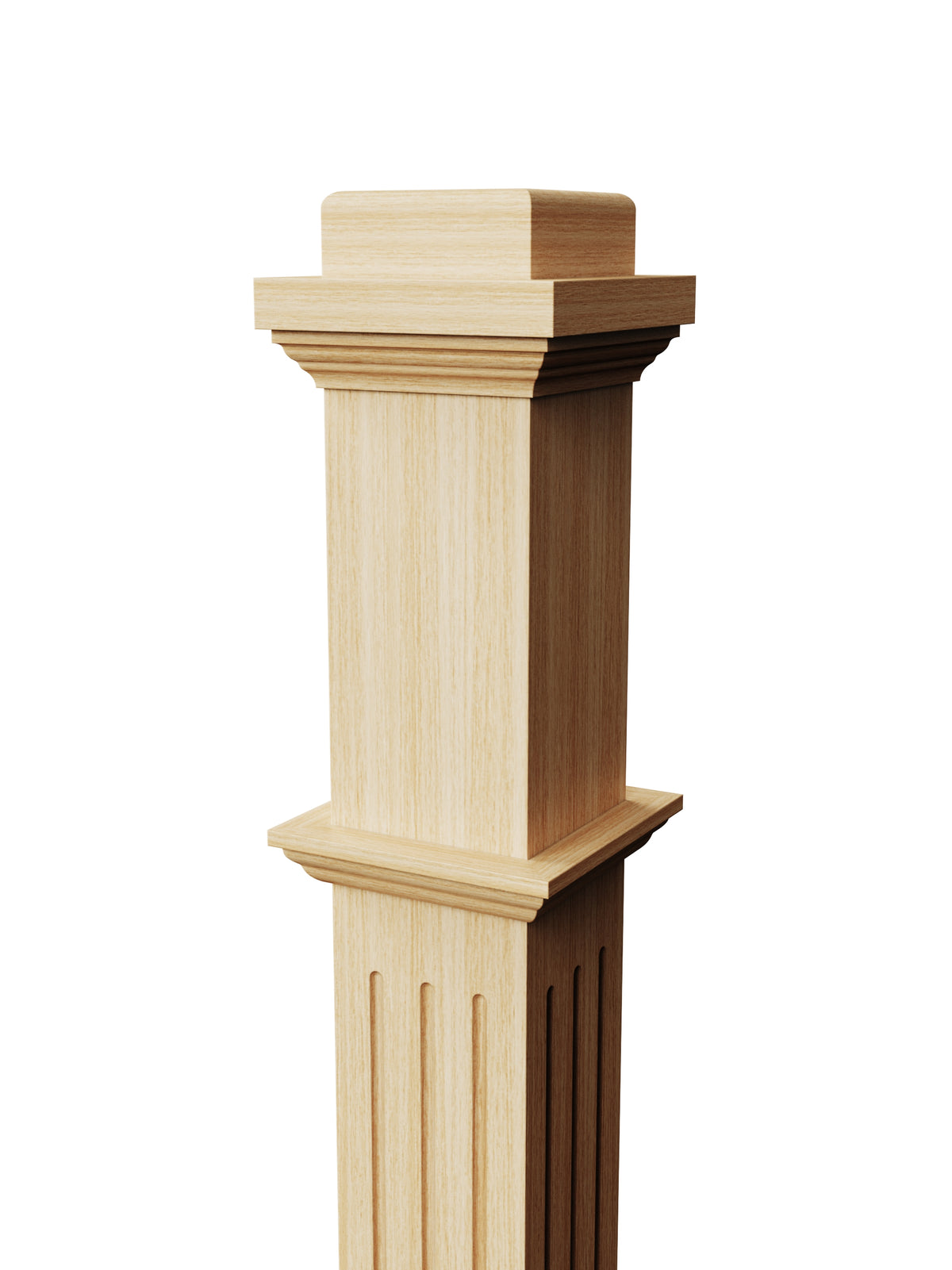 Box Newel 4076F - Fluted With Adjustable Base (5")