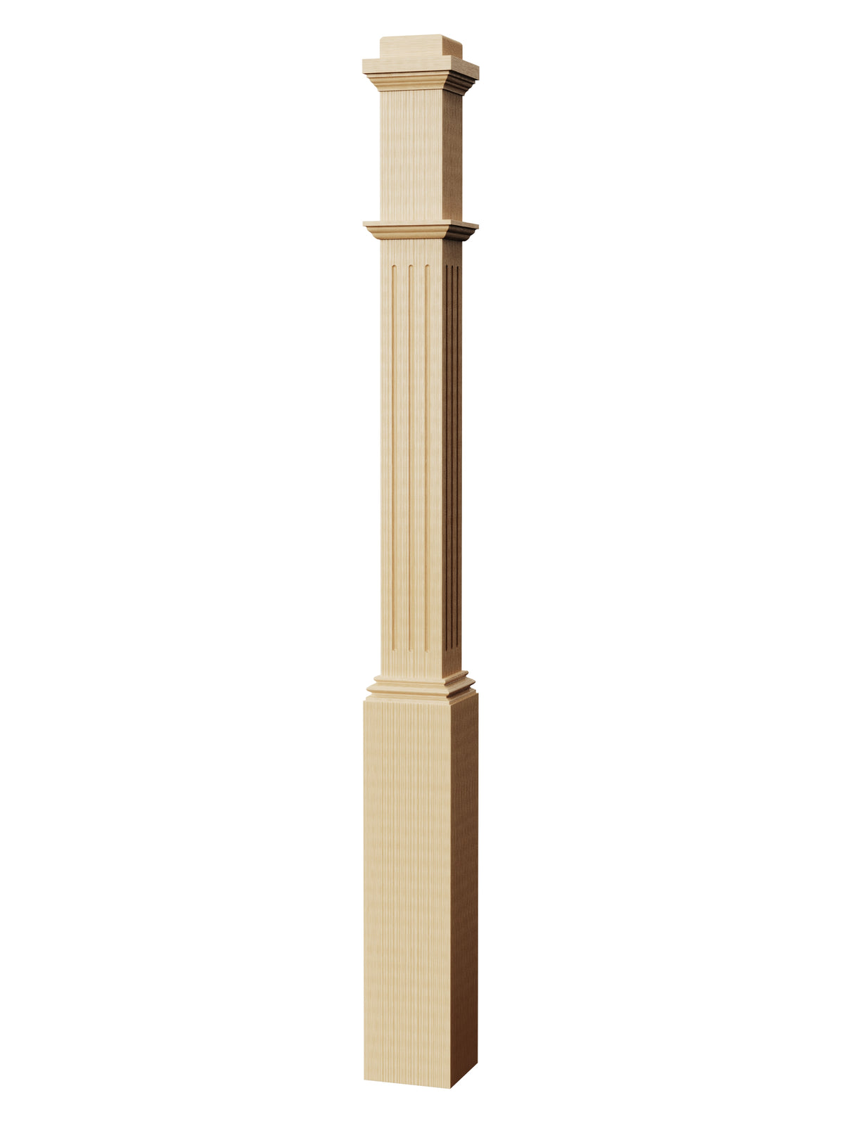 Box Newel 4076F - Fluted With Adjustable Base (5")