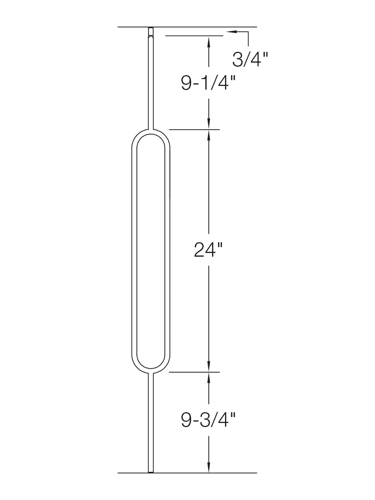 Iron Baluster 9088XL - 1/2" Square - 24" Oval