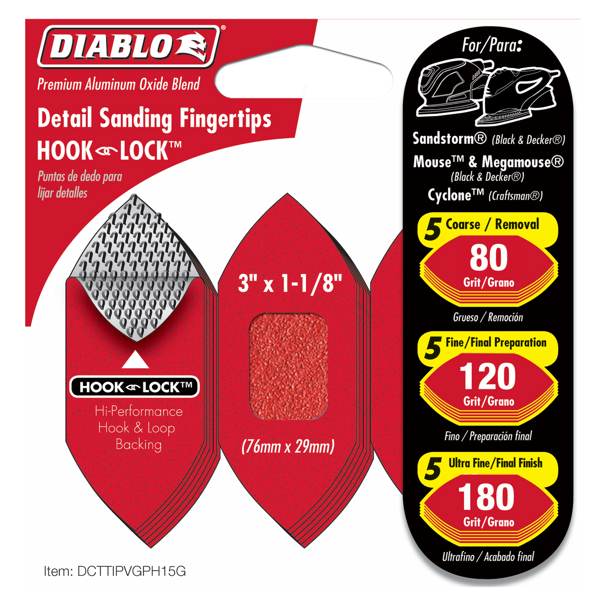 Diablo 3 in. x 1-1/8 in. Hook & Lock™ Detail Sanding Fingertips
